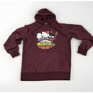 My Hero Academia Hello Kitty &Friends Sweatshirt Hoodie Unisex M Graphic Maroon
